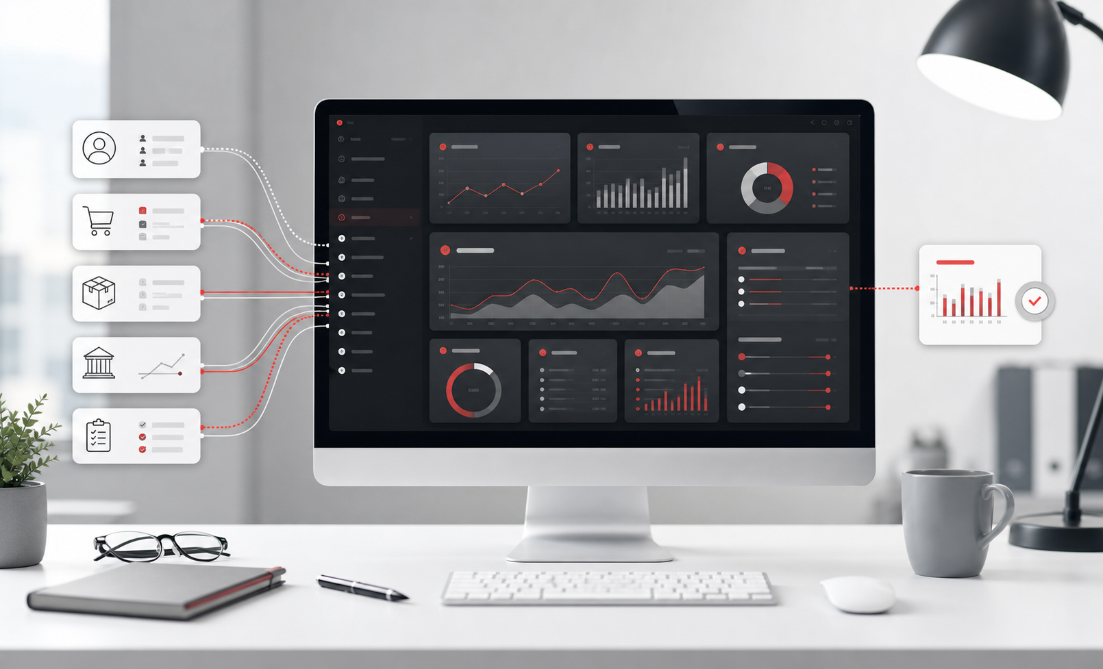 Dashboard ejecutivo VCEO con indicadores de ventas, inventario, caja y tareas operativas