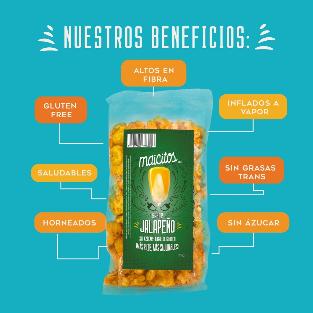 Maicitos Jalapeño 50 g - presentación y beneficios