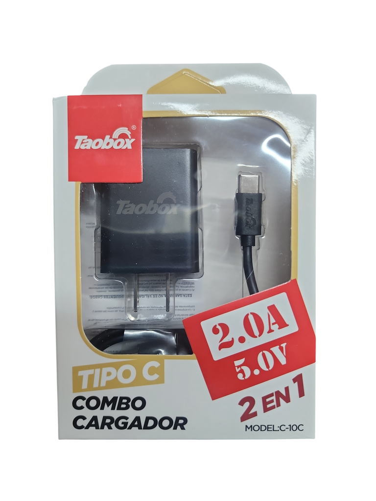 COMBO CARGADOR V8 TAOBOX (NEGRO)