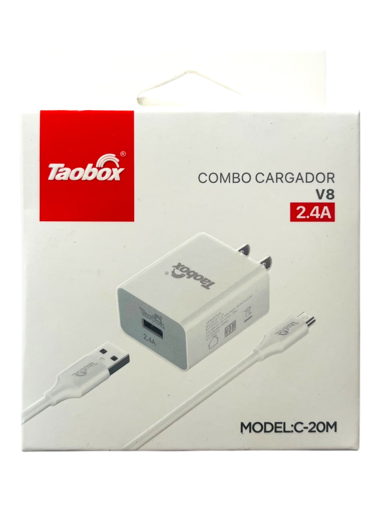 [cargador cable clavija usb iphone tipo c lightning] COMBO CARGADOR TAOBOX (TIPO V8 / MICRO USB (C-20M))