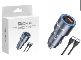 [cargador cable clavija usb iphone tipo c lightning carro coche] PLUG PARA AUTO / CARRO / COCHE DE 3A 1 HORA TIPO C Y USB (GAR241)