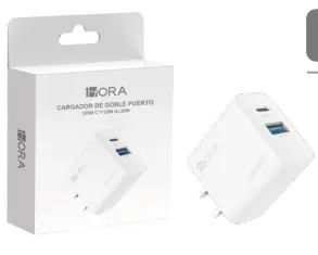 CLAVIJA DE 20w DOBLE PUERTO USB Y TIPO C 1HORA (GAR161)