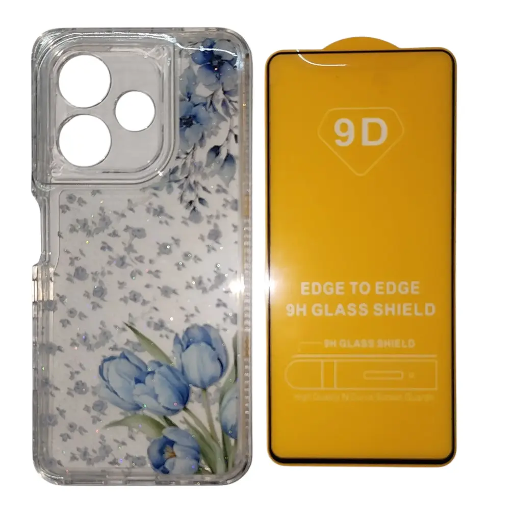 CASE 360 DISEÑO 9D (OPPO A5 PRO) (FLOR AZUL)