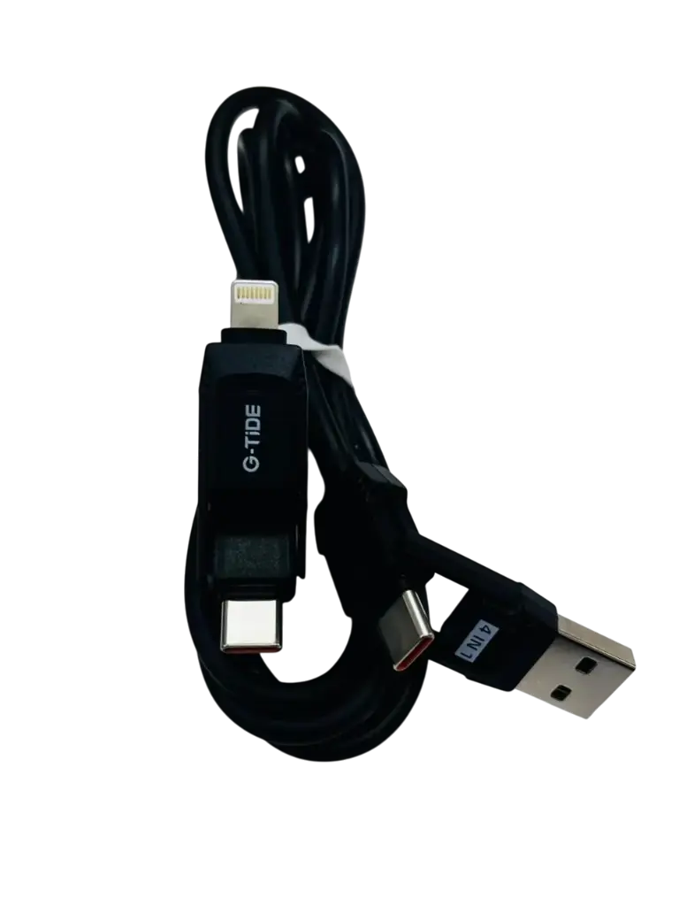 [cargador cable clavija usb iphone tipo c lightning] CABLE USB 4 EN 1  G TIDE 65w (PC 155-3) (NEGRO)