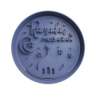 Ramadan Mubarak con mezquita, luna y estrellas Cortador de Galletas