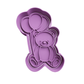 Osito con Globos de Corazon Cortador de Galletas
