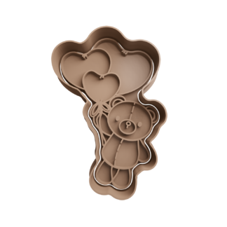 Osito con Globos de Corazones Cortador de Galletas