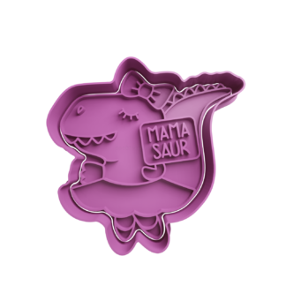 Dinosaurio con Cartel -Mama Saur Cortador de Galletas