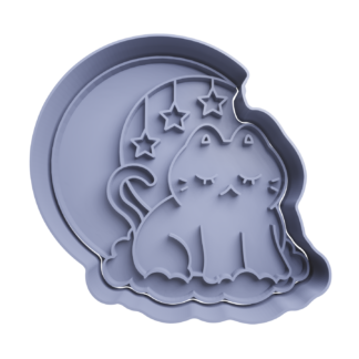 Gato Cute con Luna Cortador de Galletas