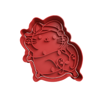 Gato con Luces de Navidad Cortador de Galletas