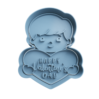 Niño con Corazon Happy Valentine’s Day Cortador de Galletas