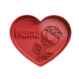 Mama en Corazon con Rosa Cortador de Galletas
