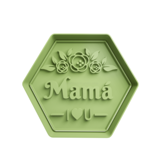 Mama en Hexagono con Flores Cortador de Galletas