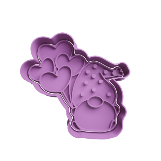 Gnomo con Globos de Corazon Cortador de Galletas