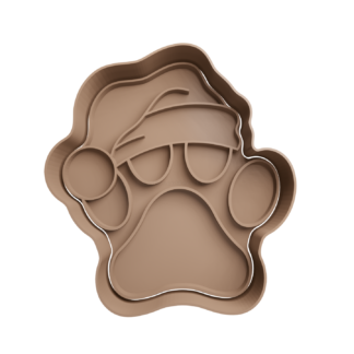 Huella con Gorro de Navidad Cortador de Galletas