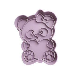 Osito Panda con Corazón Cortador de Galletas
