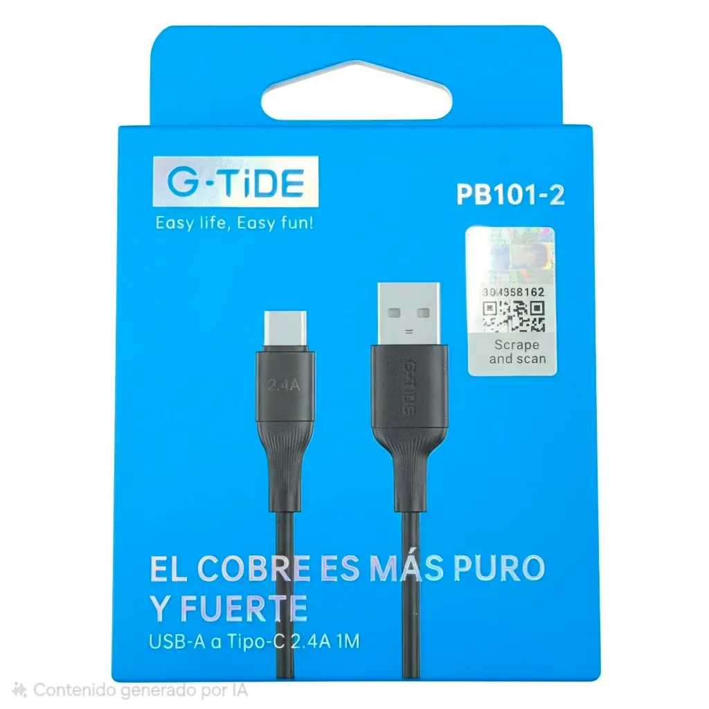 [PB101-2] Cable USB a TIPO C (1 metro) (NEGRO)