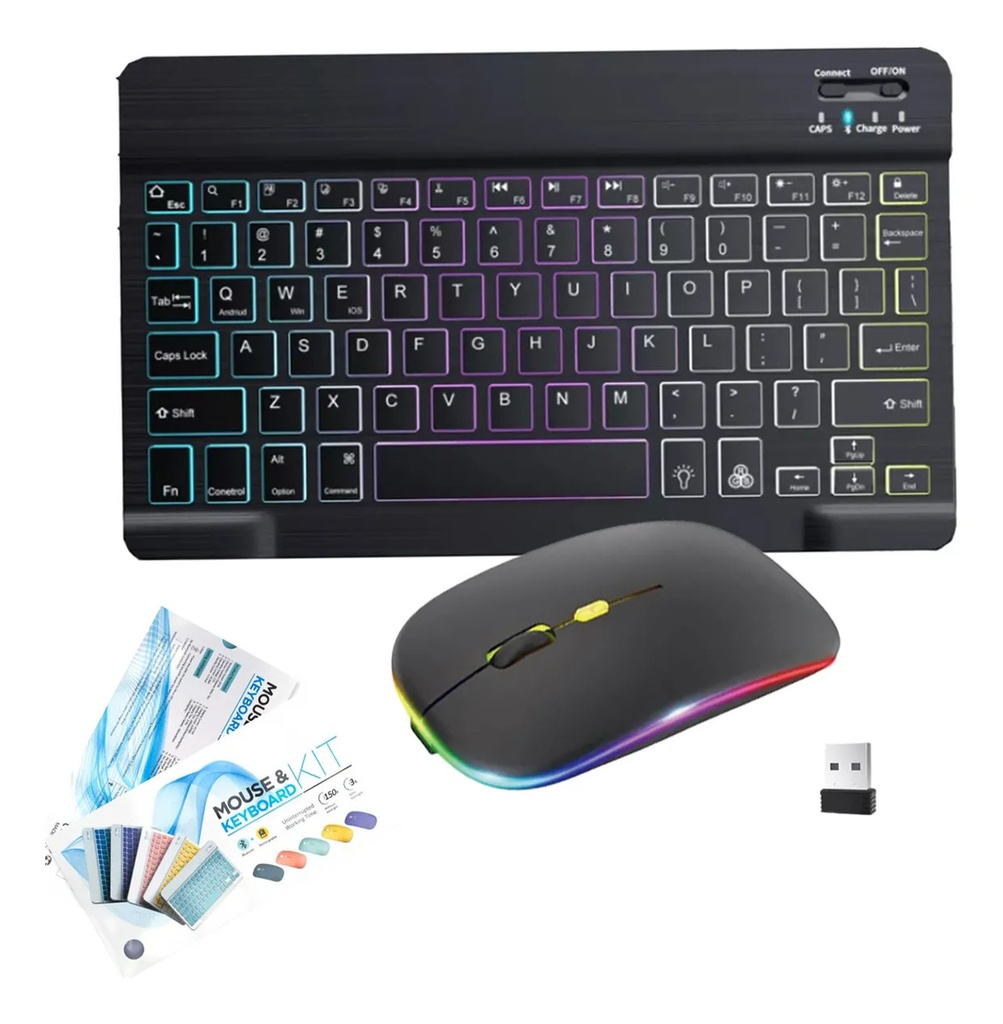 KIT TECLADO Y MOUSE INALÁMBRICO EINARO PARA TABLET (NEGRO)